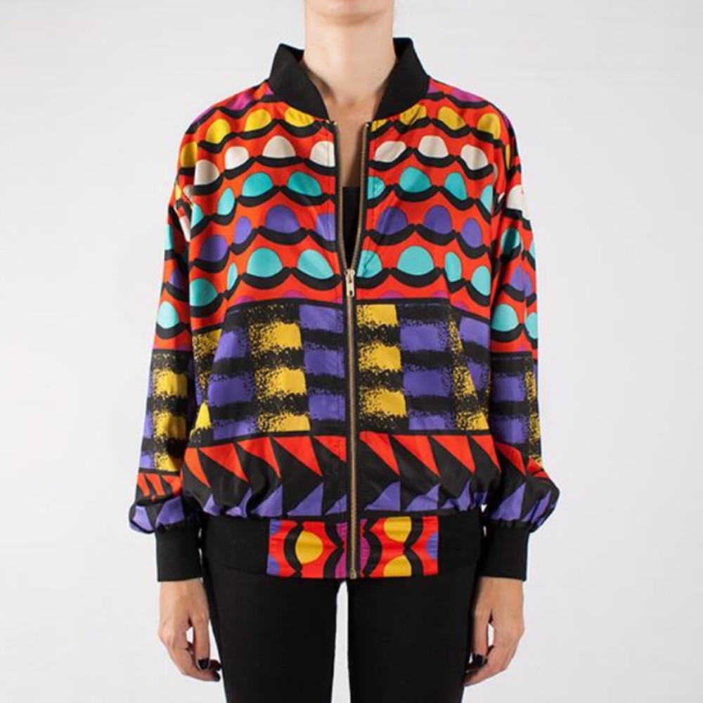 Kuccia Spot Print Bomber Satin Jacket